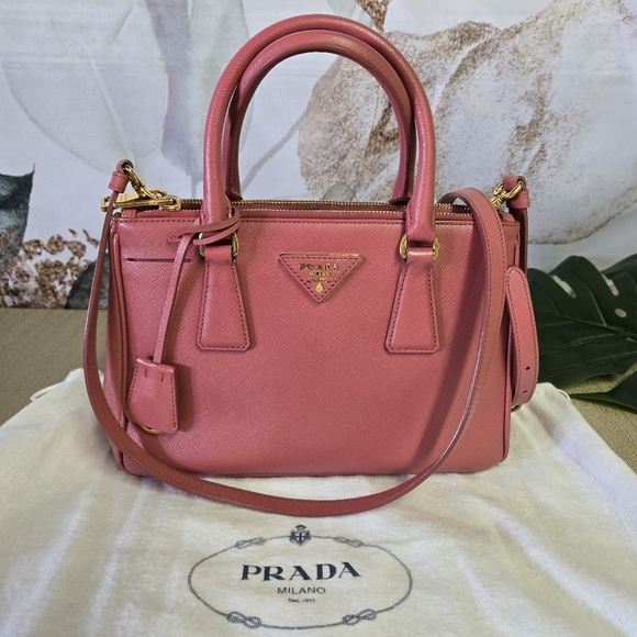 Prada Handbags - PRADA | Authentic Saffiano Lux Leather Galleria Double Zip in Pink sz S (10")